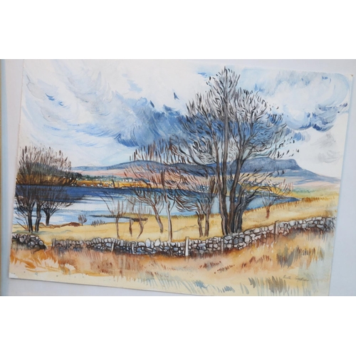 578 - RUTH GOODHEIR, trees by a loch, possibly Duddingston and Arthur's Seat, watercolour, signed lower ri... 