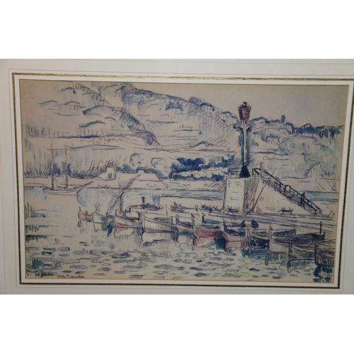 580 - PAUL VICTOR JULES SIGNAC (French 1863-1935), Villefranche, print, 26cm x 40cm, frame 50cm x 65cm.