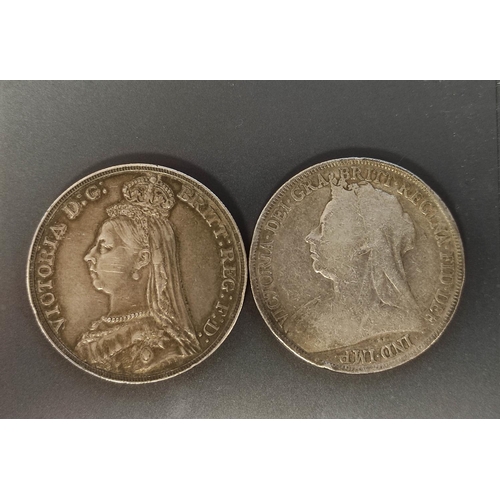 119 - United Kingdom. Victoria. 1888 Jubilee head silver crown & another example from 1898 (2)... 