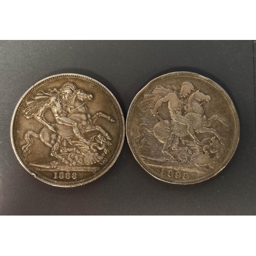 119 - United Kingdom. Victoria. 1888 Jubilee head silver crown & another example from 1898 (2)... 