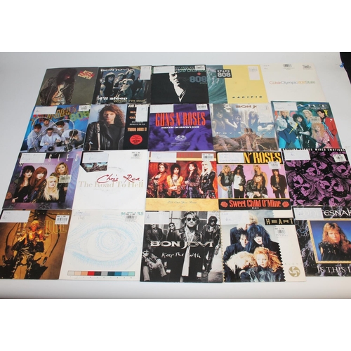 328 - Collection of mainly 80's singles to include Alice Cooper Poison, State 808, Bon Jovi, Guns and Rose... 