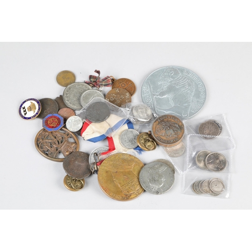 121 - Assorted lot of coins; medalions etc