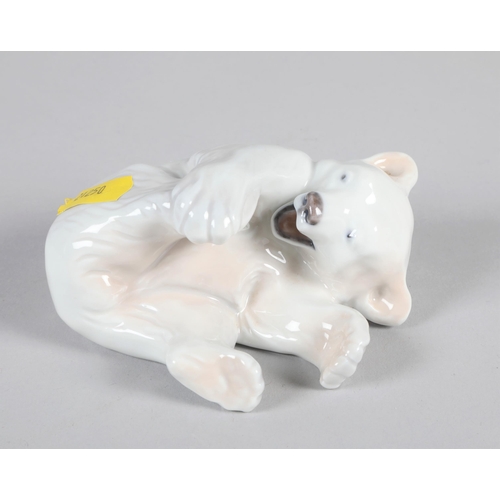 17 - Royal Copenhagen porcelain polar bear; 11cm long