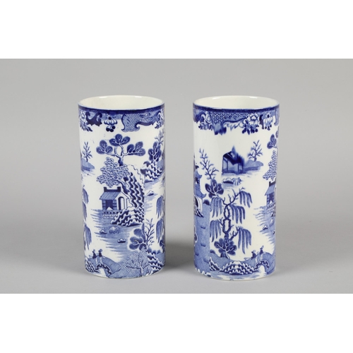 2 - Pair of 19th / early 20th century Mason's Ironstone cylindrical vases; 20.5cm high