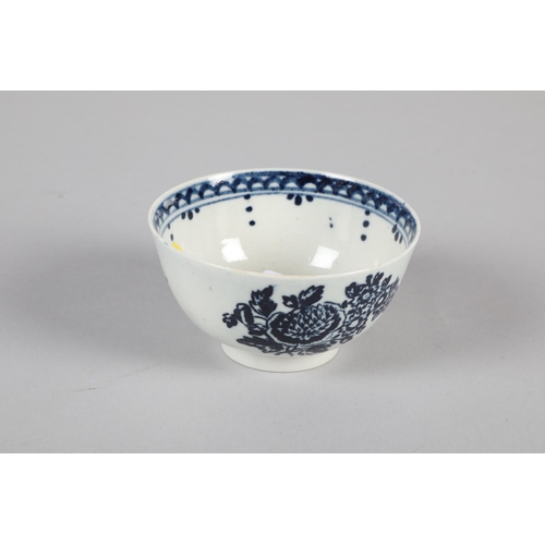 31 - 19th century; possibly Worcester blue and white porcelain teabowl; decorated with flowers and a butt... 