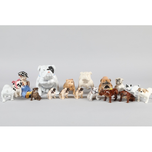 48 - Rosenthal porcelain model of a child with a bulldog together with assorted other bulldog porcelain m... 