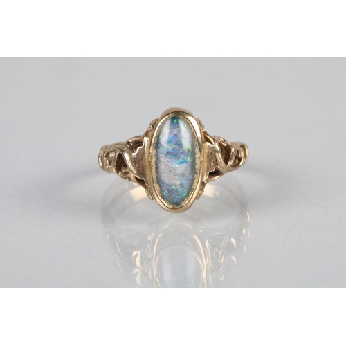 57 - 9 carat yellow gold opal set ring; ring size M; 3.2g gross weight