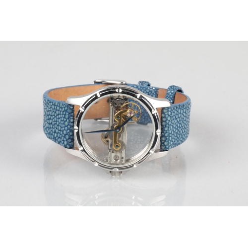 85 - Modernist Reichenbach RB307 gentlemens wristwatch on blue 'snakeskin' wristwatch