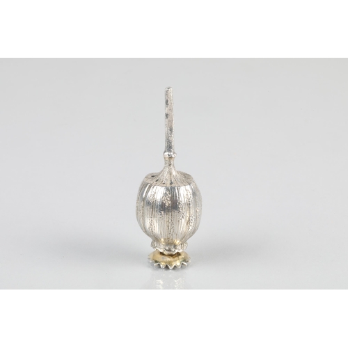 90 - Late Victorian hallmarked silver 'poppy head' novelty scent bottle; London 1899; 9cm long; 70.5g gro... 