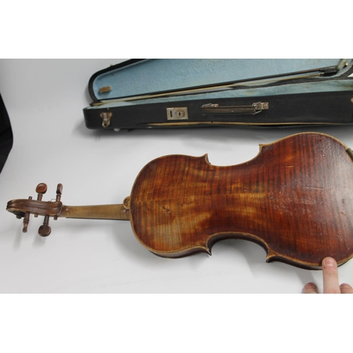 233 - Antique cased violin with bow.