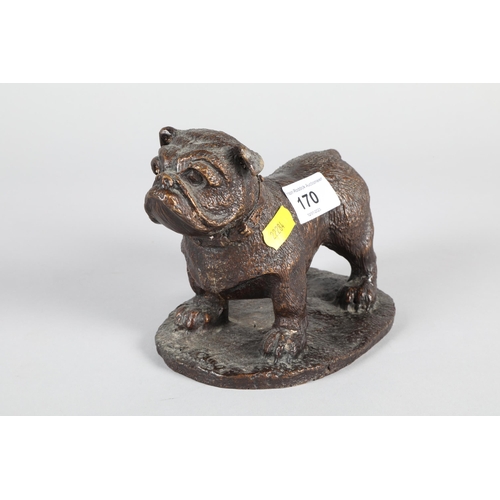 170 - Bronzed model of a standing Bulldog; on naturalistic base; entitled Buddy; 12cm high