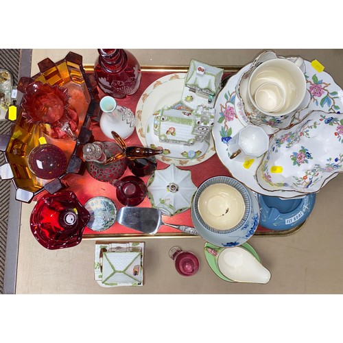 279 - Oriental bowls, Coalport houses, Studio glass ware, Bunnkins mug and a Copeland Spode BOAC ashtray