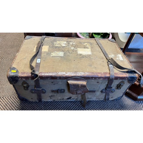 466 - Leather bound travel trunk