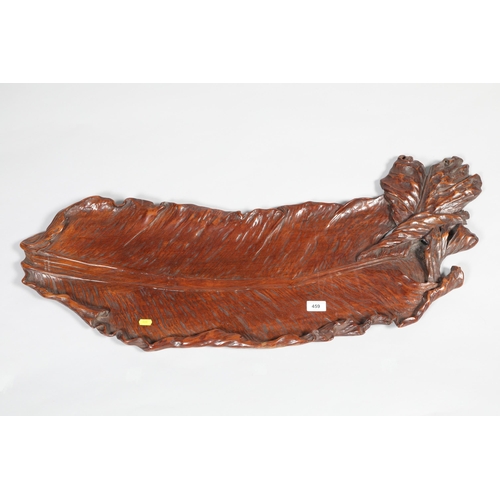 459 - Carved wooden tray in the form of a banana leaf