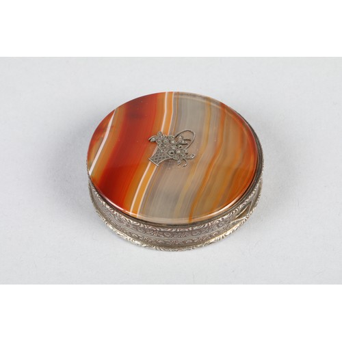 96 - Ladies silver agate & marcasite compact(interior missing)