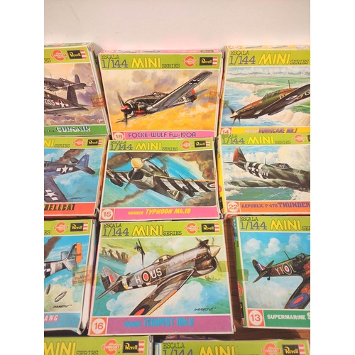 15 - Eleven Revell Mini Series 1:144 scale model airplanes to include P-51B Mustang 1021, Focker-Wulf FW-... 