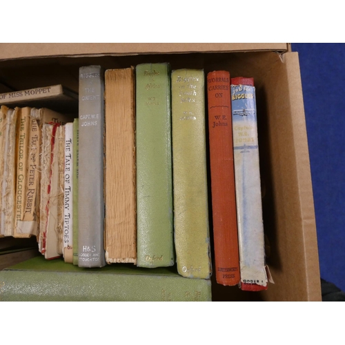 22 - Children's Books.  A carton of various vols. incl. W. E. Johns, Beatrix Potter & A. A.... 