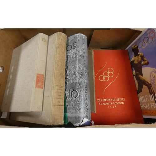 64 - Olympic Games.  A carton of books & softback publications incl. many re. the 1948 game... 