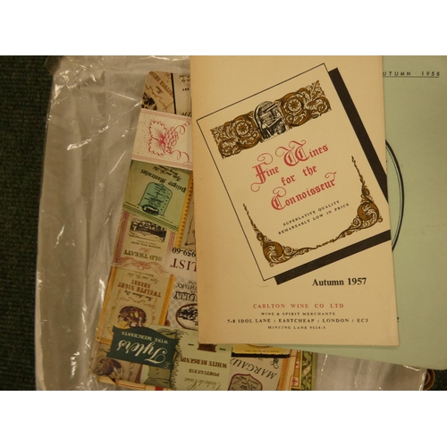 81 - Wine & Spirit Labels.  A collection of labels in two binders & loose, mainly 1940'... 