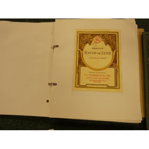 81 - Wine & Spirit Labels.  A collection of labels in two binders & loose, mainly 1940'... 