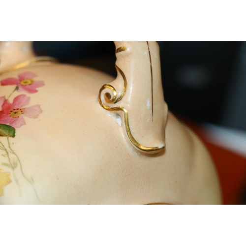 98 - Royal Worcester blush ivory floral decorated teapot & hot water pot.