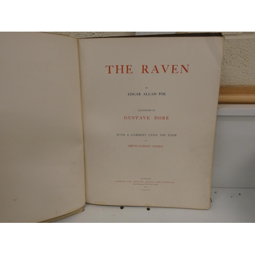 110 - DORÉ GUSTAVE (Illus).  The Raven by Edgar Allan Poe. Large quarto in well worn orig. cloth, the cont... 