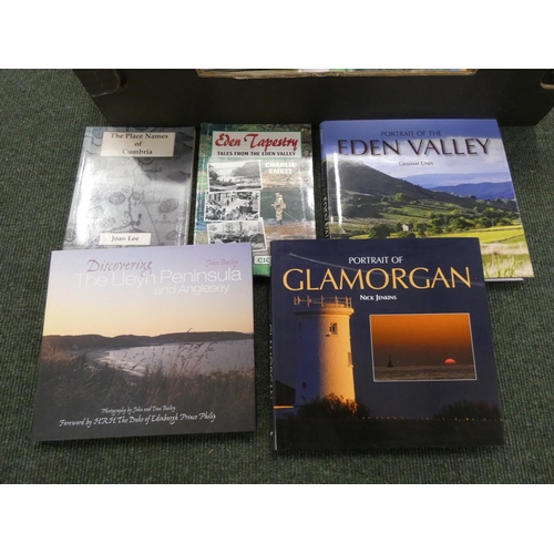 121 - UK Topography.  A carton of books & softback publications incl. Cumbria & Lake Dis... 