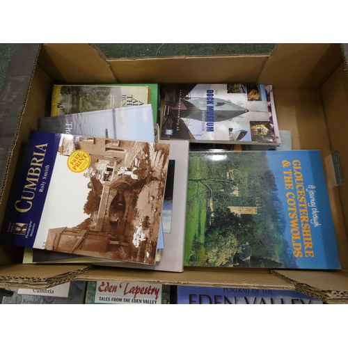 121 - UK Topography.  A carton of books & softback publications incl. Cumbria & Lake Dis... 