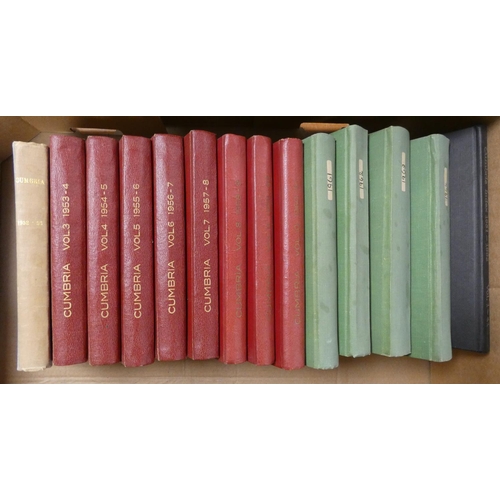 196 - Cumbria Magazine.  13 bound vols., 1950's-1960's, plus an Index vol.  (14).... 