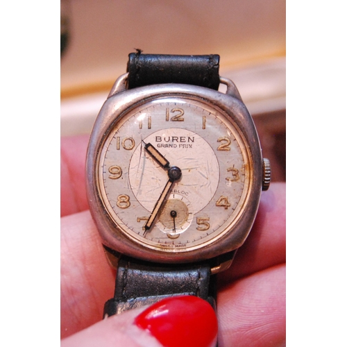 5 - Gent's Buren Grand Prix watch, 17 jewels, in silver cushion-shaped case, inscribed and dated 1961, o... 