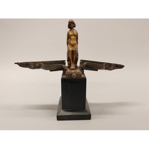 184 - 19th / early 20th century cold painted bronze metamorphic Cleopatra; opening to reveal a naked figur... 