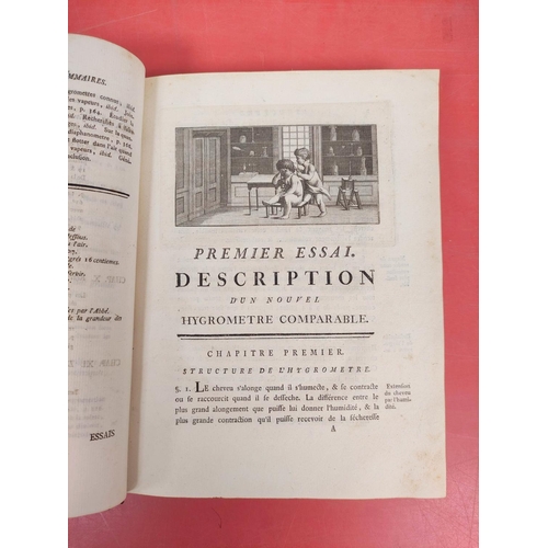 254 - DE SAUSSURE HORACE-BENEDICT.  Essais sur l'Hygrometrie. Half title, eng. vignette & 2 ... 