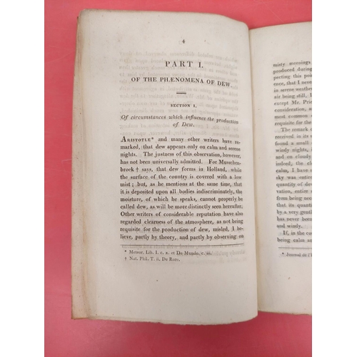 256 - WELLS WILLIAM C.  An Essay on Dew, & Several Appearances Connected With It. 150pp. Qtr... 