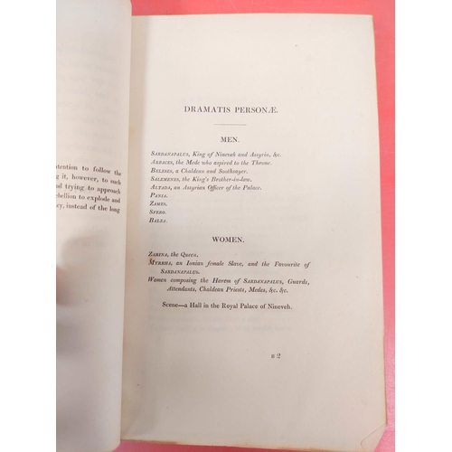 258 - BYRON LORD.  Sardanapalus ... The Two Foscari ... Cain. Half title. Half calf. 1st ed., 1st issue. 1... 