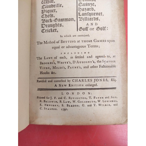 260 - BINDING. JONES CHARLES (Ed).  Hoyle's Games Improved ... in Which are Contained the Method of Bettin... 