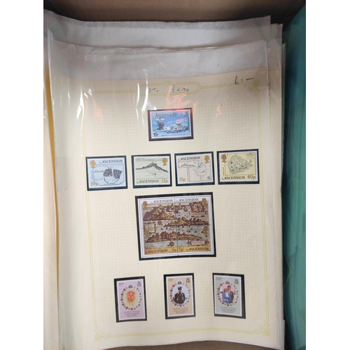 210 - Box containing a large quantity of loose mixed world postage stamp album sheets to include issues fr... 