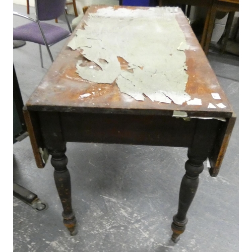 37 - Antique pine farmhouse Pembroke table with drawer.