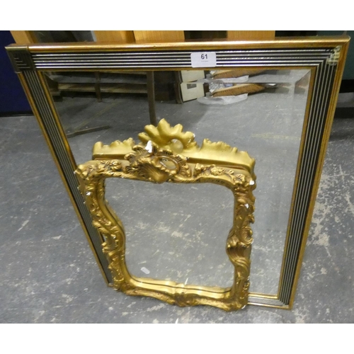 61 - Two gilt framed wall mirrors. 