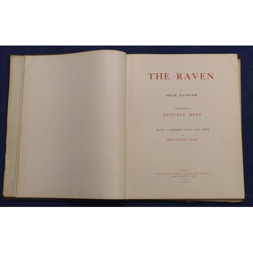 110 - DORÉ GUSTAVE (Illus).  The Raven by Edgar Allan Poe. Large quarto in well worn orig. cloth, the cont... 