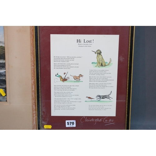 400B - CHRISTOPHER CURTIS and JOHN TICKNER, Hi Lost!, print, pencil signed by Curtis, 25cm x 20cm, frame 37... 