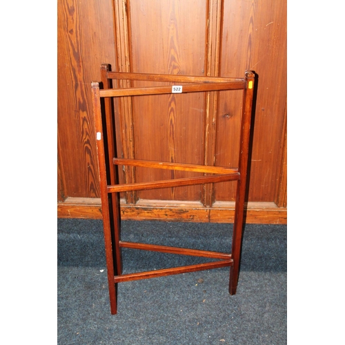 522 - Mahogany folding towel rail, 51cm long.