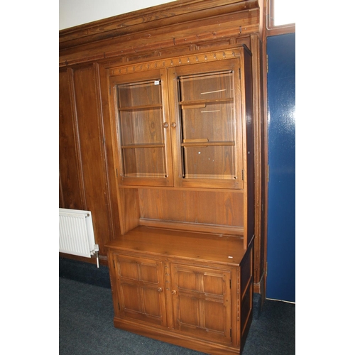 527 - Ercol oak and elm wall unit, 98cm wide.