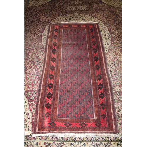 573 - Turkoman runner, with geometric field, 176cm x 91cm.