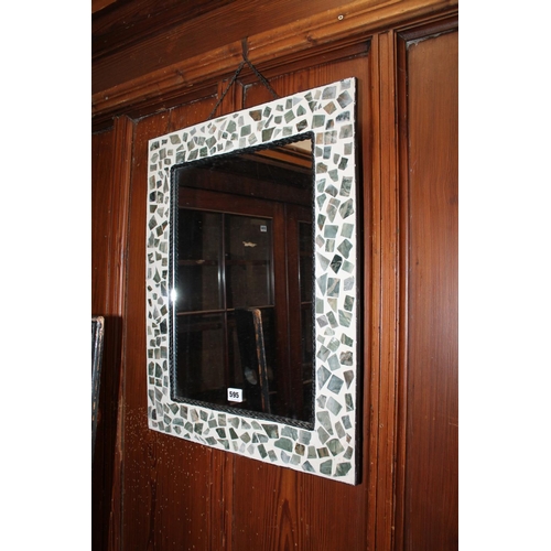 595 - Modern mosaic pattern wall mirror 61cm x 49cm.