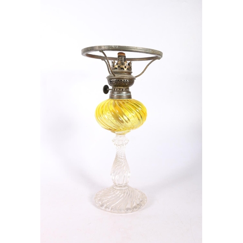 111 - Antique style twisted glass lamp base, 28cm.