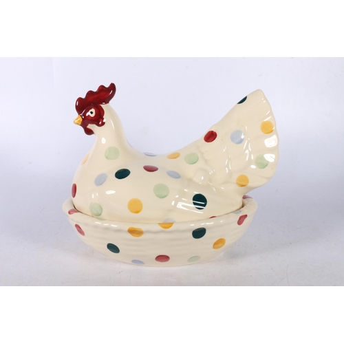 125C - Emma Bridgewater polka dot decorated hen on nest.