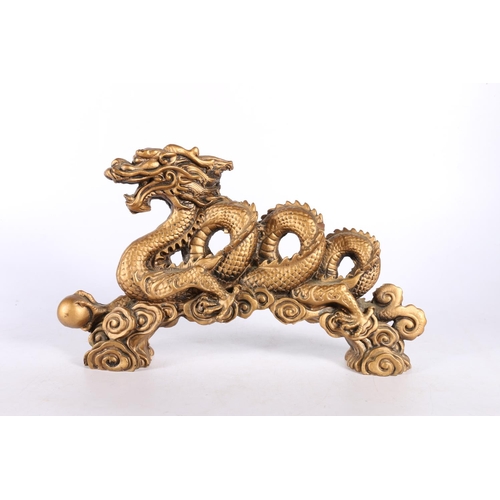 45 - Gold painted model of a Chinese dragon, 30cm wide.