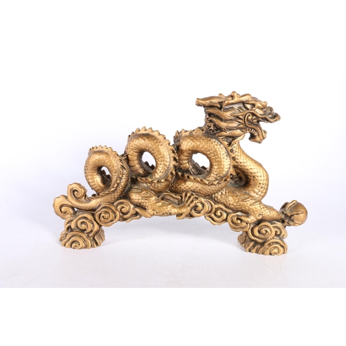 45 - Gold painted model of a Chinese dragon, 30cm wide.