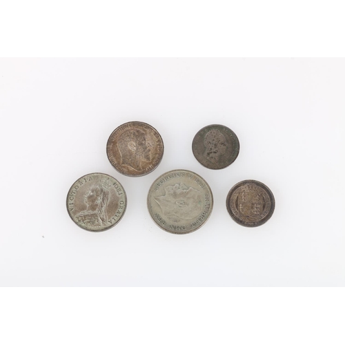 454 - Small collection of coins to include an Edward VI florin 1903 vf, George IV shilling 11834, Victoria... 