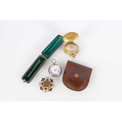 462 - Silver open-faced key-wound fob watch with painted enamel dial, a Christie & Wilson of Glasgow p... 